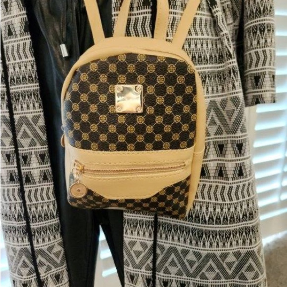 Beige and Brown Shoulder Bag
